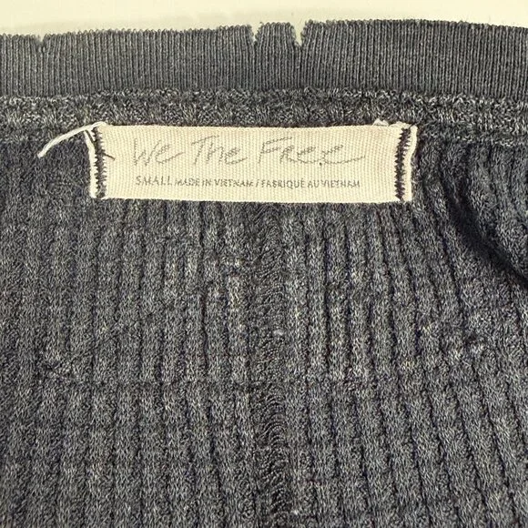 We The Free Buttercup Waffle Knit Pullover Womens S Black Cotton Blend V Neck - Picture 5 of 14